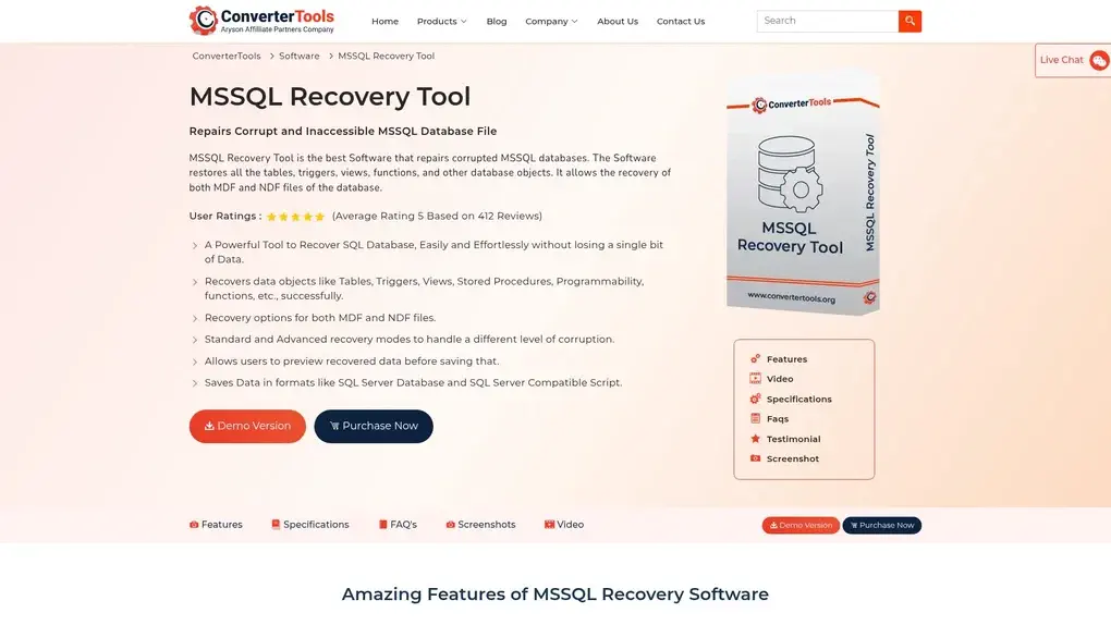 ConverterTools MSSQL Recovery Tool screenshot